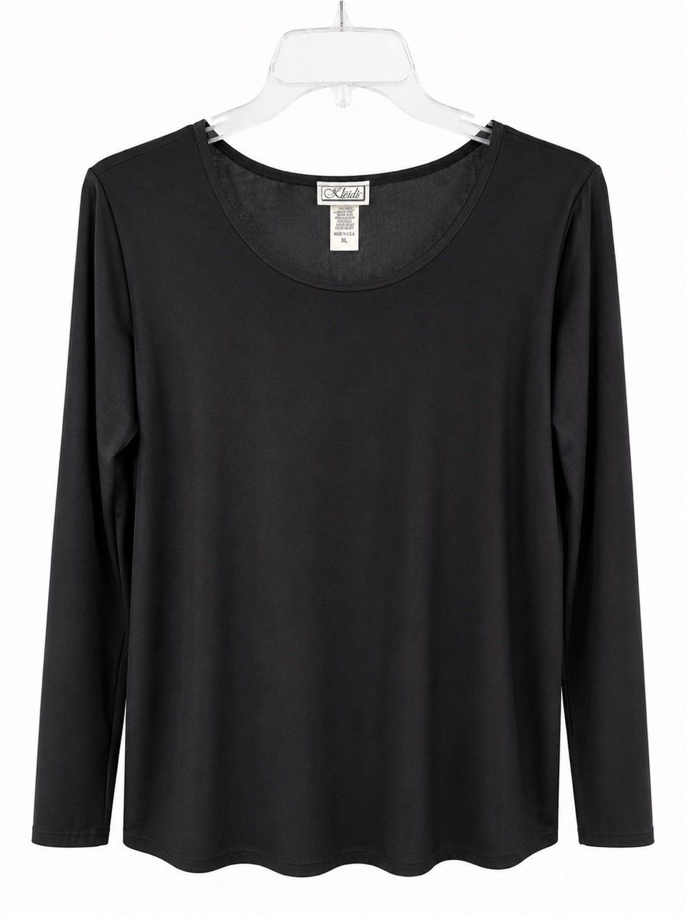 Kleids Black Long Sleeve Stretch Scoop Neck Top – Women’s XL Made in USA